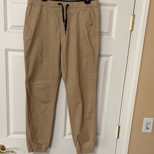 New Plugg Men's Tan Drawstring Stretch Jogger Pants